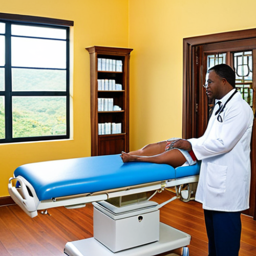 **Image:** A modern, well-equipped private clinic in Jamaica. A doctor is consulting with a well-dressed tourist. The scene conveys high-quality service and a luxurious environment.
    **Keywords:** Jamaica, private clinic, modern, doctor, tourist, consultation, high-quality service, luxury, healthcare tourism.
