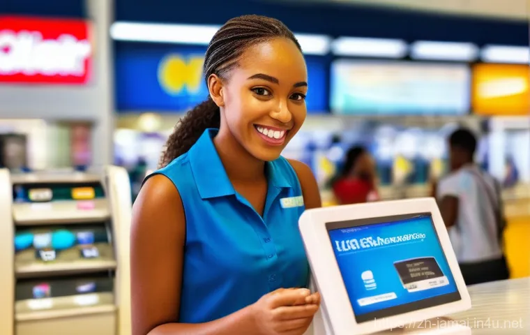 자메이카에서 스마트폰 사용법 - **Prompt:** A young adult traveler, wearing a stylish but modest resort-style outfit (e.g., a sundre...