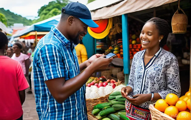 자메이카에서 스마트폰 사용법 - **Prompt:** A person (aged 20s-30s), wearing a modest swimsuit covered by a light sarong or board sh...