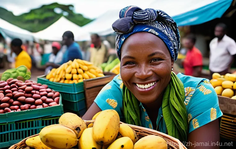 자메이카 농업과 주요 작물 - **Prompt: Modern Jamaican Farmer with Drip Irrigation System**
    A vibrant, sun-drenched scene on ...