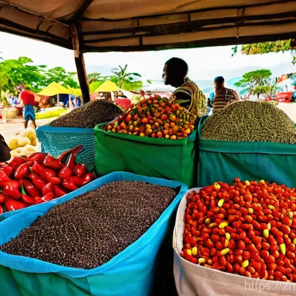자메이카에서 경험할 수 있는 요리 클래스 - **A Vibrant Jamaican Farmers Market Scene:**
A bustling and colorful outdoor farmers market in M...