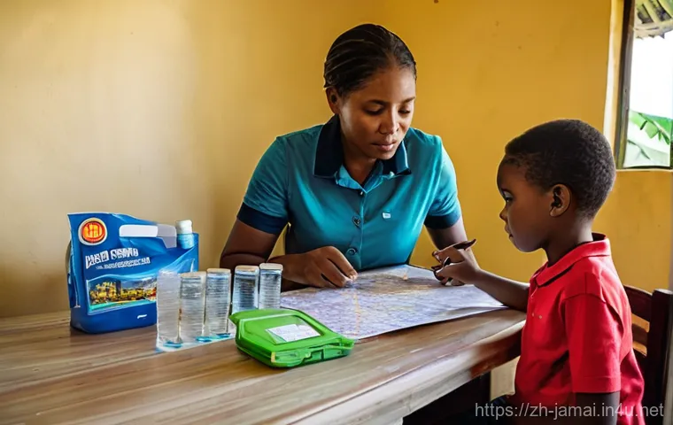 자메이카 자연재해와 대비책 - **Prompt:** "A vibrant and diverse Jamaican community actively preparing for the hurricane season. A...